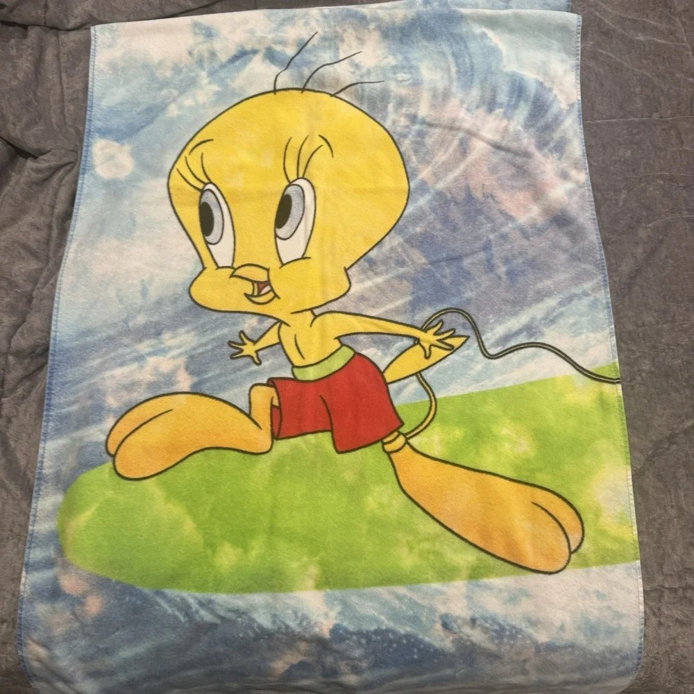 Vintage Tweety Bird Looney Tunes Cotton Beach Towel Y2K 2000 Kmart Retro Tye Dye